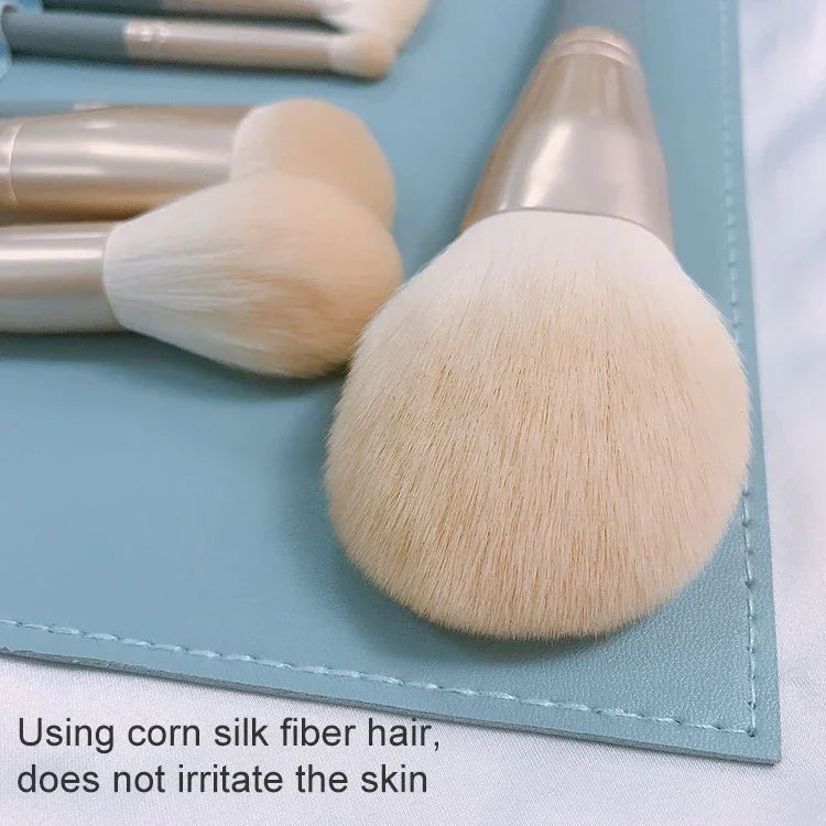 10 PCS / Set Makeup Brush Corn Silk Fiber Hair Loose Powder Brush Face And Eye Makeup Brush, Without Bag, With Blue Bag, With Silver Bag, With Pink Cylinder, With Green Cylinder, With Pink Zipper Bag
