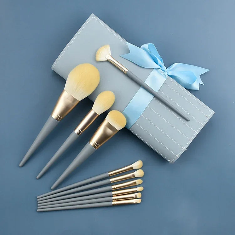 10 PCS / Set Makeup Brush Corn Silk Fiber Hair Loose Powder Brush Face And Eye Makeup Brush, Without Bag, With Blue Bag, With Silver Bag, With Pink Cylinder, With Green Cylinder, With Pink Zipper Bag