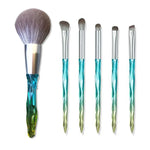 Makeup Brush Corn Silk Fiber Hair Can Washing Makeup Brush, Green Loose Powder Brush, Pink Loose Powder Brush, 5 PCS Green Eye Shadow Brush, Green Loose Powder Brush+5 PCS Eye Shadow Brush