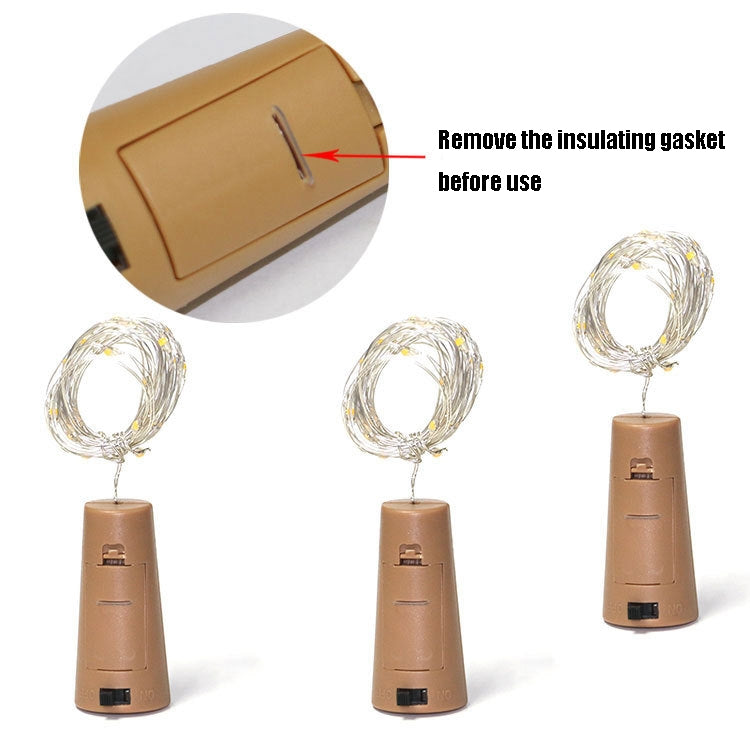 10 PCS LED Wine Bottle Cork Copper Wire String Light IP44 Waterproof Holiday Decoration Lamp, 2m 20LEDs