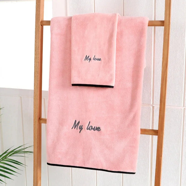 Soft And Thick Absorbent Fiber Bath Towel, Towel + Bath Towel