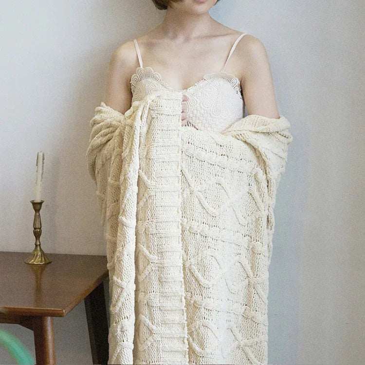Home Soft Decoration Chenille Knitted Leisure Blanket Sofa Air Conditioning Blanket Car Blanket, 130x180cm