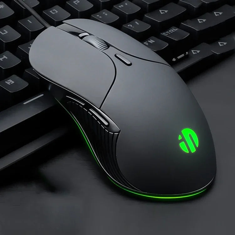 Inphic PB1 Business Office Mute Macro Definition Gaming Wired Mouse, Cable Length: 1.5m, Classic Back Breathing Light, Matte White Breathing Light