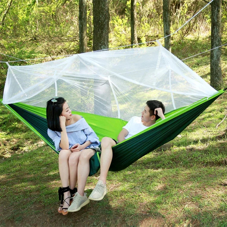 1-2 Person Outdoor Mosquito Net Parachute Hammock Camping Hanging Sleeping Bed Swing Portable  Double  Chair, 260 x 140cm, 260x140cm Blue Grey, 260x140cm Pink, 260x140cm Pink Blue, 260x140cm Green, 260x140cm Yelliw Green, 260x140cm Dark Blue