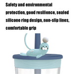 Children Cartoon Marine Animal Straw Drinking Cup Safe And Environmentally Friendly Plastic Drinking Cup, Navy Blue, Light Blue, Pink, Light Grey