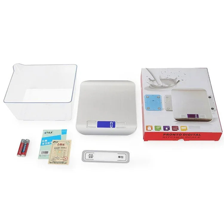 Stainless Steel Small Food Electronic Scale Kitchen Portable Baking Electronic Scale, 5kg/1g (Battery Model White), 5kg/1g (Battery Model Black), 10kg/1g (Battery Model White), 5kg/1g (Rechargeable White), 10kg/1g (Rechargeable White)                  ...