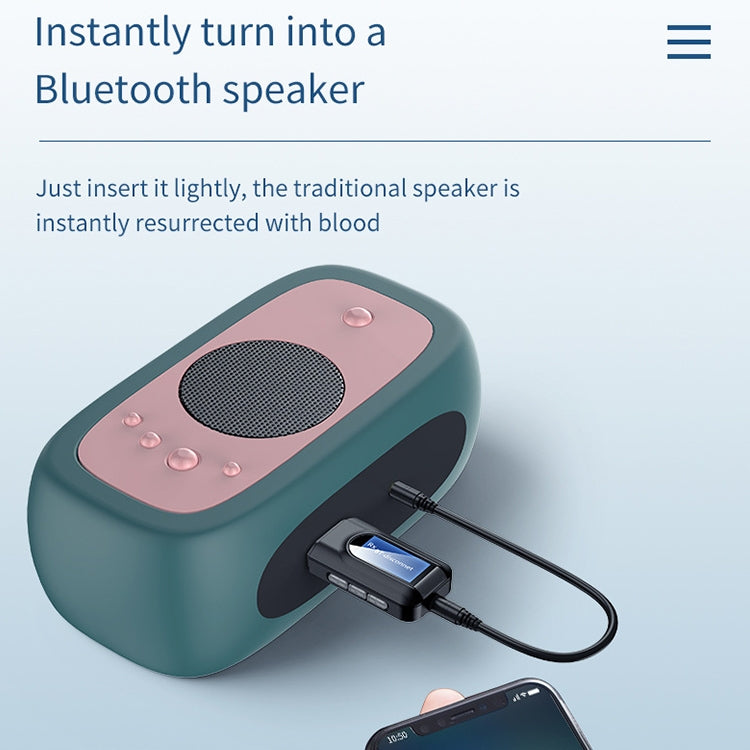 BT201 Bluetooth 5.0 USB 2 in 1 Bluetooth Audio Receiver Transmitter with LCD Display, Bluetooth Audio Receiver Transmitter with LCD Display