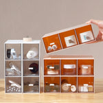 Desktop Drawer Storage Box Cosmetics Office Student Stationery Pen Dormitory Three Grid Desk Rack, Coral Powder, Ivory White, Glacier Blue