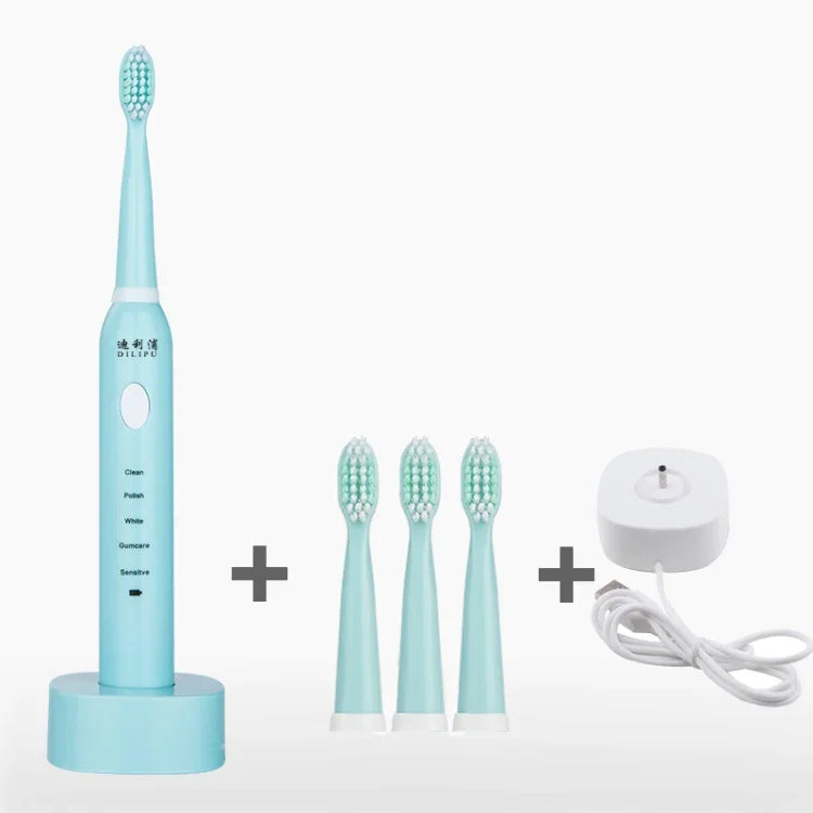 DELIPU Electric Toothbrush Rechargeable Sonic 5-Speed Adjustment Children Adult Household Waterproof Soft Hair Whitening Toothbrush, USB Charging Cable  (Blue), USB Charging Cable (White), USB Charging Stand (Blue), USB Charging Stand(Pink)