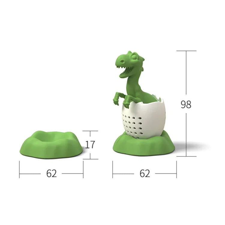 Dinosaur Baby Silicone Tea Strainer, Lucky Green, Candlelight Yellow