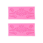 2 PCS Fondant Cake Silicone Mold Hollow Embossed Border Frame Retro Photo Frame Mould