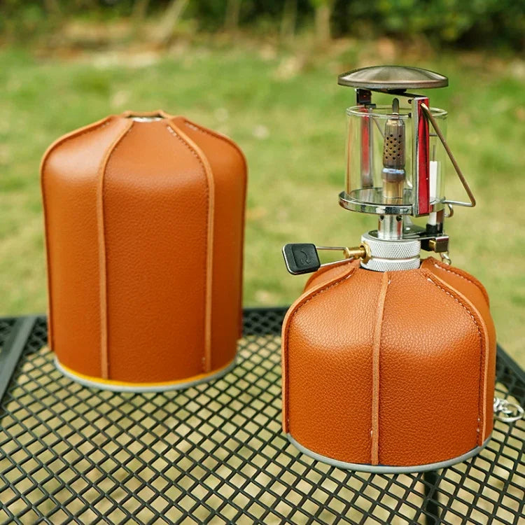 Outdoor Camping Flat Gas Tank Leather Case Camping Steam Lamp Fuel Tank PU Protective Cover, For 230g Gas Tank, For 450g Gas Tank