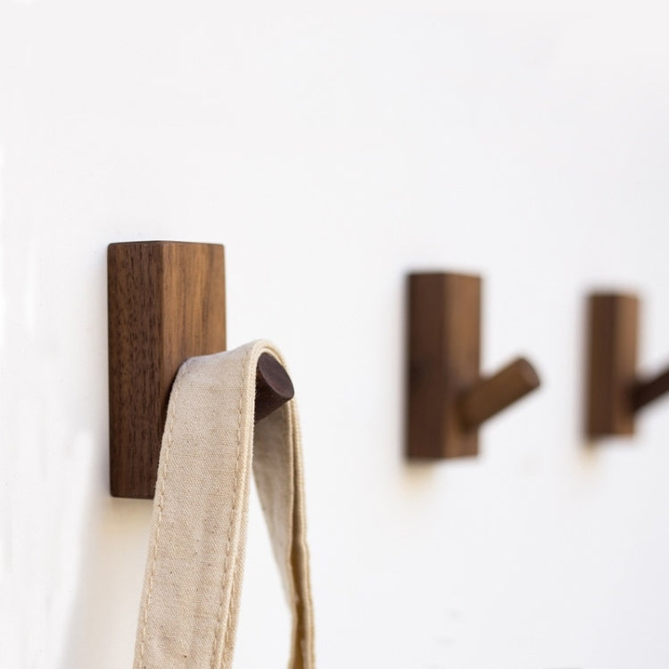 Solid Wood Punch-Free Entrance Behind The Door On The Wall Sticky Hook Clothes Hook Beech Wood, Black Walnut