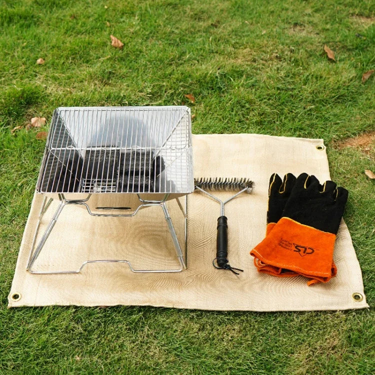 CLS Picnic Barbecue Heat Insulation Pad Glass Fiber Flame Retardant Cloth Small (46x44 cm), Small (46x44 cm), Medium (80x60 cm), Large (100x80 cm)