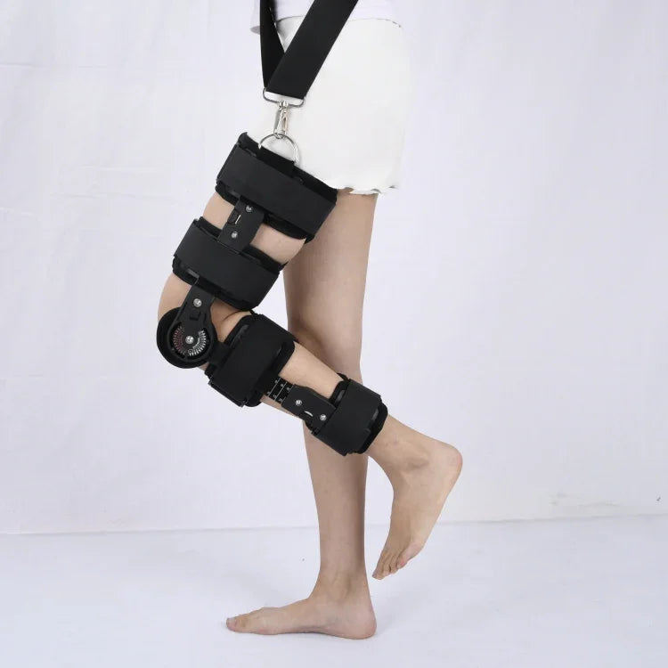 Adjustable Length Of Knee Joint Fixation Brace Knee Injury Fracture Protector Bracket(Black), Free Size