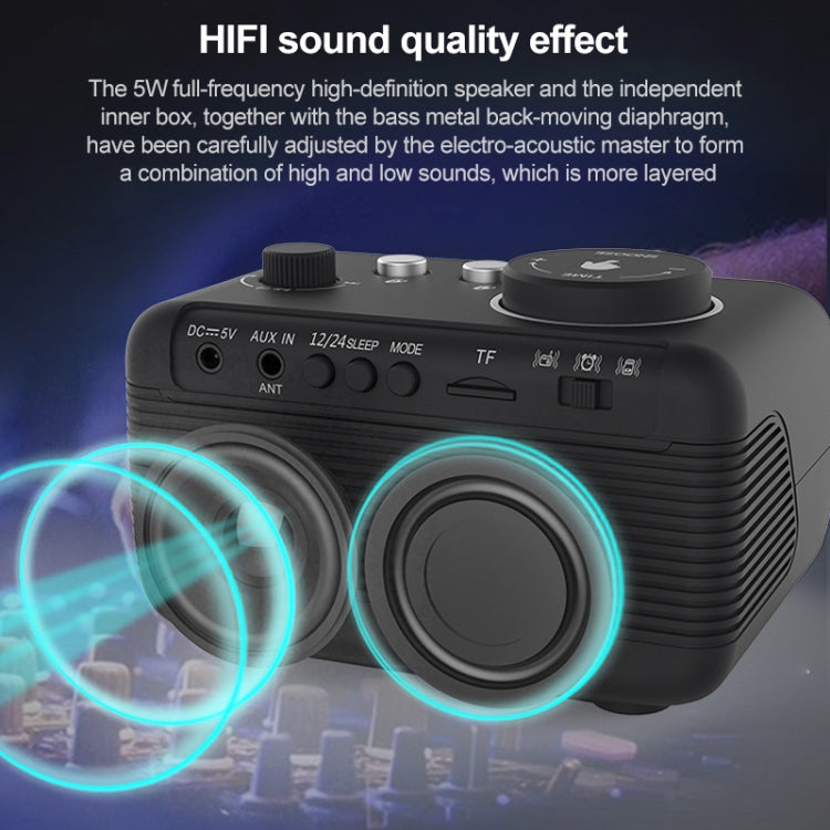 M9 Wireless Bluetooth Speaker Multifunctional Desktop Alarm Clock Support TF Card & U Disk & AUX, US Plug, EU Plug, UK Plug