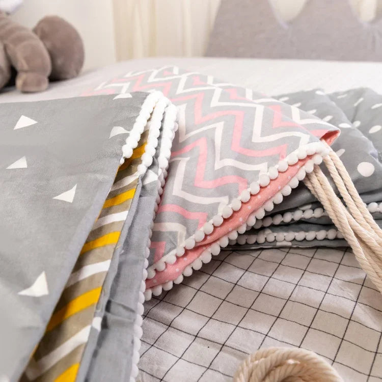 Children Swing Indoor Outdoor Hanging Basket  Household Cartoon Hammock, 100x130cm Pink