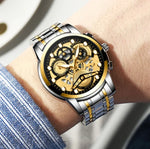 FNGEEN 4088 Men Hollow Quartz Watch Student Waterproof Luminous Watch, Full Gold Gold Surface, Full Gold Black Surface, Black Steel Black Surface White Nails, Black Steel Black Surface Gold Nails, Gold And Gold Surface, Gold Black Surface              ...