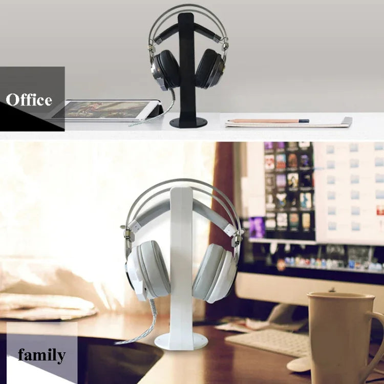 2 PCS Universal Headphone Holder Display Shelf  Internet Cafe Computer Headphone Hanger, White, Black