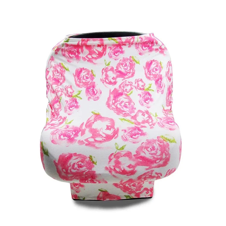 Multifunctional Enlarged Stroller Windshield Breastfeeding Towel Baby Seat Cover, Arrow, Pink Peony, Black and White Stripes, Leaf Flowers, Blue Dots, Purple Flowers, Gray Pattern, Bear, Black Triangle, Puppy, Red Geometry, Black and White Grid, Galaxy...