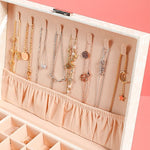 Multi-Layer Flip Cover With Lock Jewelry Box Solid Color Jewelry Desktop Storage Box, White, Red