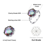 Seven Colored Gemstone Zircon Ring Solid 925 Sterling Silver Jewelry Ring, 6, 7, 8, 9, 10
