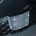 Car-Studded Trash Can Personality Car Hanging Trash Bag Multi-Function Car Storage Box, Colorful Diamonds, White Diamonds