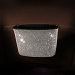 Car-Studded Trash Can Personality Car Hanging Trash Bag Multi-Function Car Storage Box, Colorful Diamonds, White Diamonds