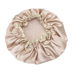 Lovely Thick Women Satin Colorful Double Waterproof Hair Cover Bathing Cap, Pink, Gold, Grey