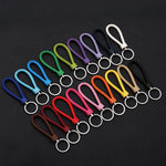Woven Leather Cord Keychain Car Pendant Leather Key Ring, Baotou With Small Round Piece