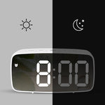 Mirror Bedside Alarm Clock Battery Plug-In Dual-Purpose LED Clock, Arc-shaped Black Shell (Mirror White Light), Rectangular Black Shell (Mirror White Light), Arc-shaped Black Shell (Black Surface White Light)                                            ...
