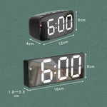 Mirror Bedside Alarm Clock Battery Plug-In Dual-Purpose LED Clock, Arc-shaped Black Shell (Mirror White Light), Rectangular Black Shell (Mirror White Light), Arc-shaped Black Shell (Black Surface White Light)                                            ...