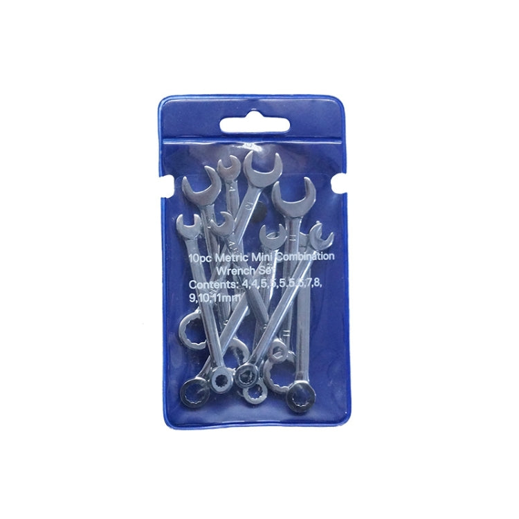 10 PCS / Set Mini Mirror Polished Opening Wrench Plum Two-Purpose Pocket Wrench, Style:, Metric, Imperial