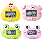 Kitchen Baking Cartoon Animal Electronic Timer Alarm Clock Student Learning Timer, Pink Pig, Yellow Chicken, Green Frog, Pink Frog