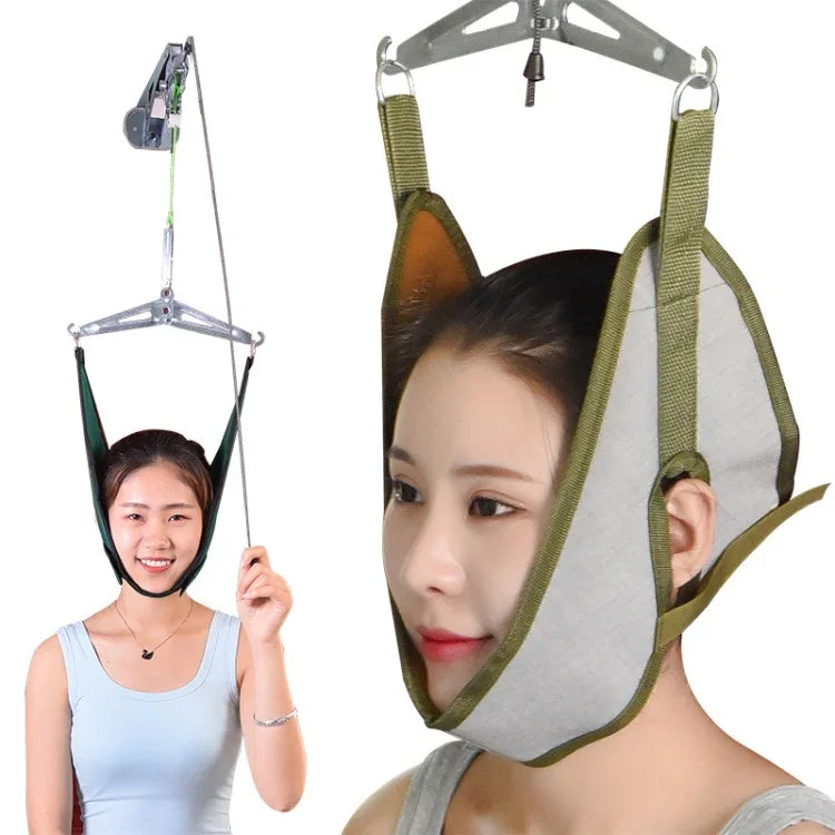 Door-Hanging Cervical Spine Traction Sling Household Cervical Spine Stretcher, Gray, Green