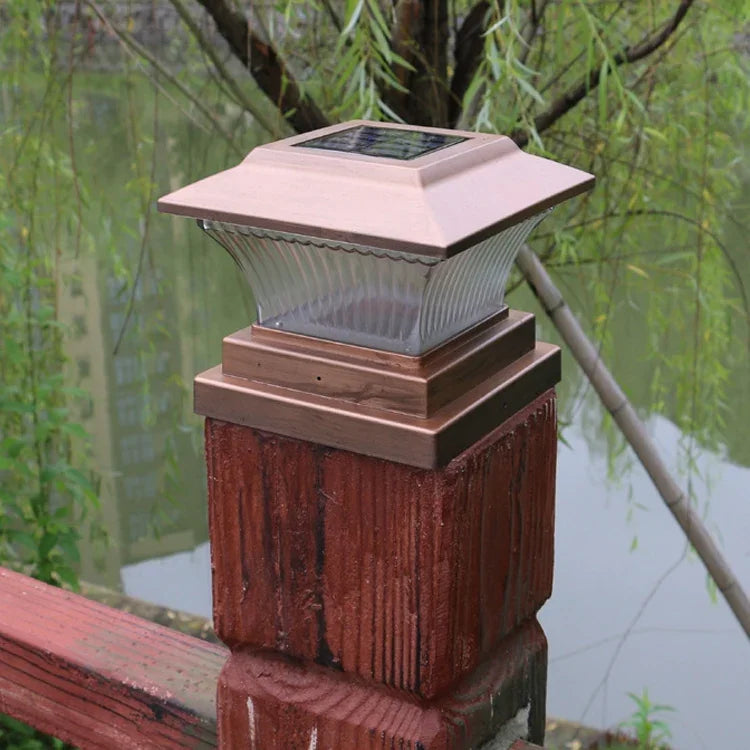 Outdoor Solar Column Lamp IP44 Waterproof Garden Fence Light Solar Street Lamp, Black Shell+White Light, Black Shell+Warm Light, Gold Bronze Shell+White Light, Gold Bronze Shell+Warm Light