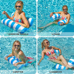 PVC Inflatable Hammock Adult Swimming Floating Row, Size: 120 x 70cm, Light Blue Striped, Rose Red Striped, Yellow Stripe, Green Striped, Orange Striped, Dark Blue Striped, Yellow + Blue, Green + Blue