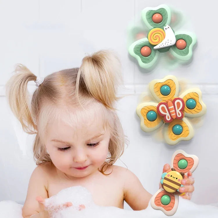 A6 Baby Sucker Rotary Toys Fun Fingertip Spinning Top Bathing Water Toys, 4 in 1