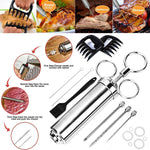 Stainless Steel Seasoning Steak Syringe Turkey Needle Set With Cleaning Silicone Brush, 11 in 1 (Red ), 11 in 1 (Black ), 11 in 1 (Blue), 11 in 1 (Green), 11 in 1 (Orange ), 11 in 1 (Yellow ), 11 in 1 (Yellow White)