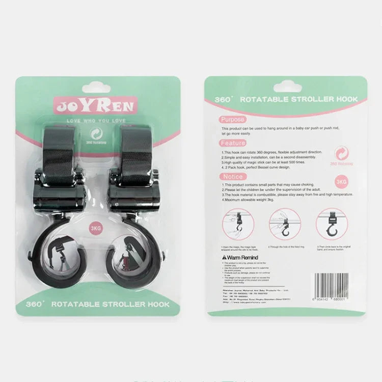 JOYREN 2pcs/Set Baby Stroller Non-Slip And Durable Hook, 2 Sets Stroller Hook