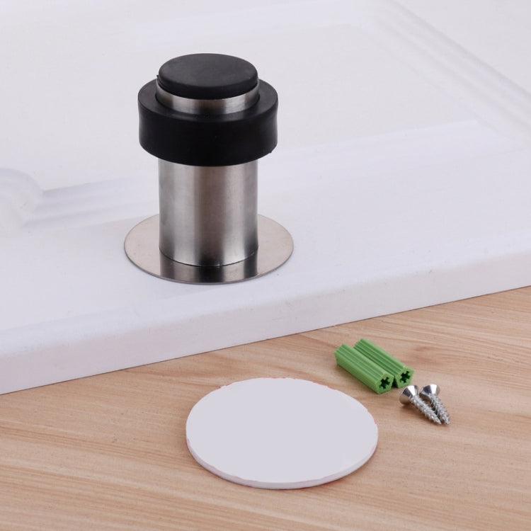 Rubber Anti-Collision Door Gear Punching Stainless Steel Round Door Resistant Home Floor-Shaped Cylindrical Door Touch, 46mm Punch, 60mm Punch, 80mm Punch, 46mm Punch-free, 60mm Punch-free, 80mm Punch-free, Brushed Steel 46mm With Plastic Head+Punch-fr...