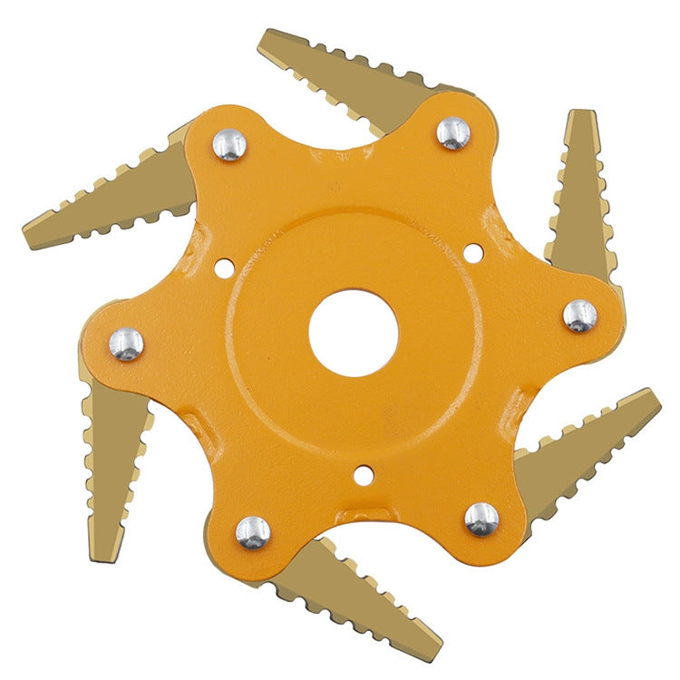 Toothed Mower Blade Six-Leaf Cyclone Blade Agricultural Weeder Parts, Golden Blade Bagged Gray, Golden Blade Bagged Green, Golden Blade Bagged Yellow, Golden Blade Bagged Red