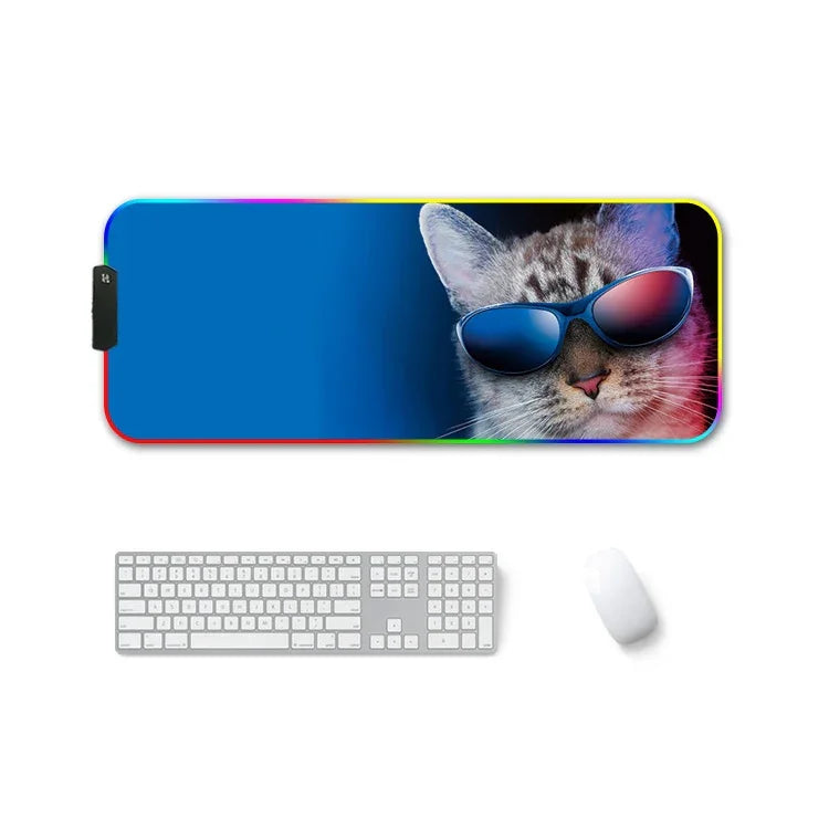 F-01 Rubber Thermal Transfer RGB Luminous Non-Slip Mouse Pad, 350x900x3mm, 350x900x4mm, 400x900x3mm, 400x900x4mm
