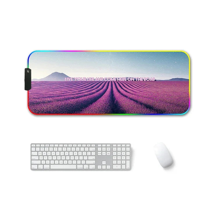 F-01 Rubber Thermal Transfer RGB Luminous Non-Slip Mouse Pad, 350x900x3mm, 350x900x4mm, 400x900x3mm, 400x900x4mm
