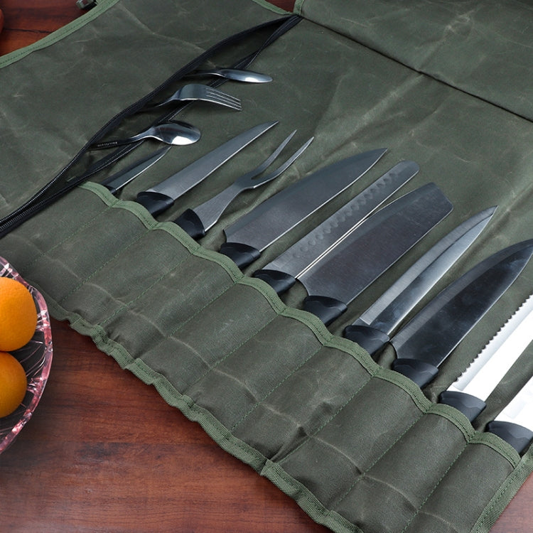 Oil Wax Canvas Roll Chef Knife Storage Bag, Knife Storage Bag