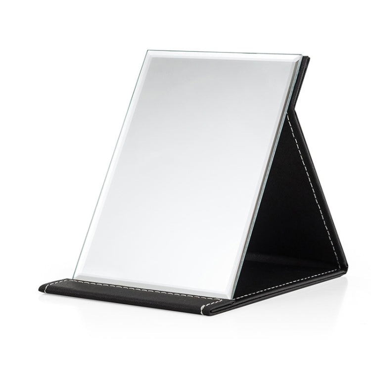 Folding Portable High-definition Makeup Mirror PU Leather Desktop Vanity Mirror,Size: Medium (Pink), Extra Large (Black), Extra Large (White), Large (Black), Medium (Black)