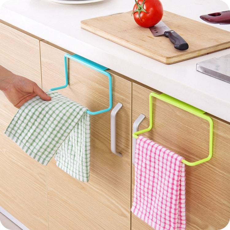 Kitchen Towel Rack Hanging Holder Cupboard Cabinet Door Back Hanger Towel Sponge Holder Storage Rack for Bathroom, White, Blue, Green, Pink