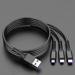 2 PCS ZZ034 USB To 8 Pin + USB-C / Type-C + Micro USB 3 In 1 Fast Charging Cable, Style:, 5A Super Fast-Black, Mini-Silver, Mini-Red, Mini-Blue, Mini-Black