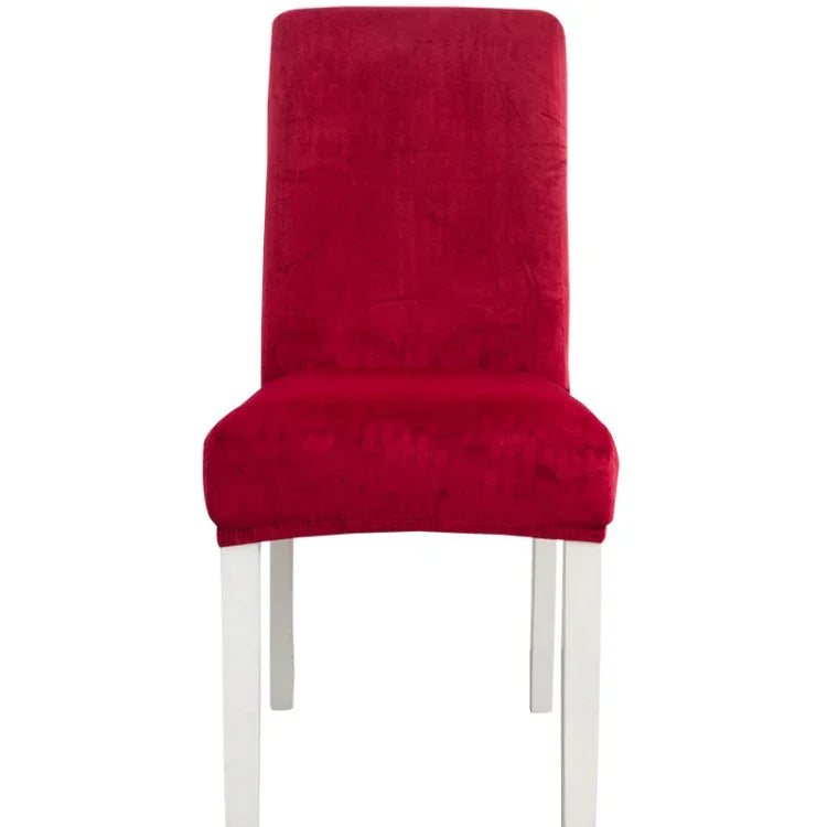 Simple Soft High Elastic Thickening Velvet Semi-Interior Chair Cover Hotel Chair Cover, Coffee Gray, Yellow Green, Wine Red, Navy, Black, Dark Green, White, Peacock Blue, Light Gray, Carbon Gray, Camel, Royal Blue, Beige, Grape Purple, Red, Orange     ...