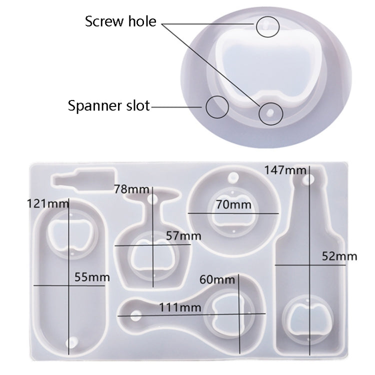 DIY Crystal Resin Drip Beer Wrench Mold Opener Silicone Mold, Set, Mold